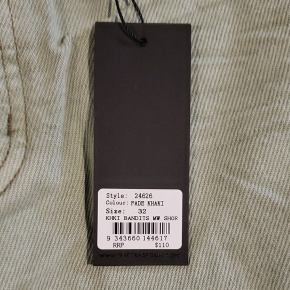 One Teaspoon Women's Khaki Green Denim Bandits Shorts 32 - Picture 2 of 8